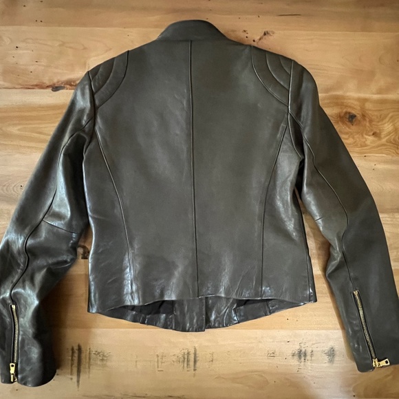 Ann Taylor 100% Genuine Leather Gray Moto Jacket buttery real leather - Picture 12 of 16